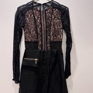 Three floors lace mesh long sleeve black dress size 2